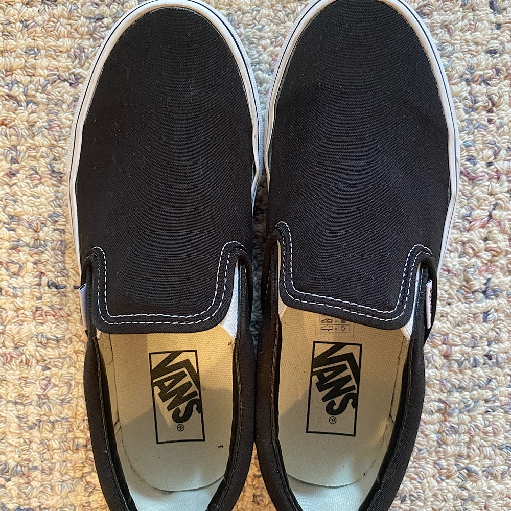 Women’s Black Canvas Slip-On Vans Size 7